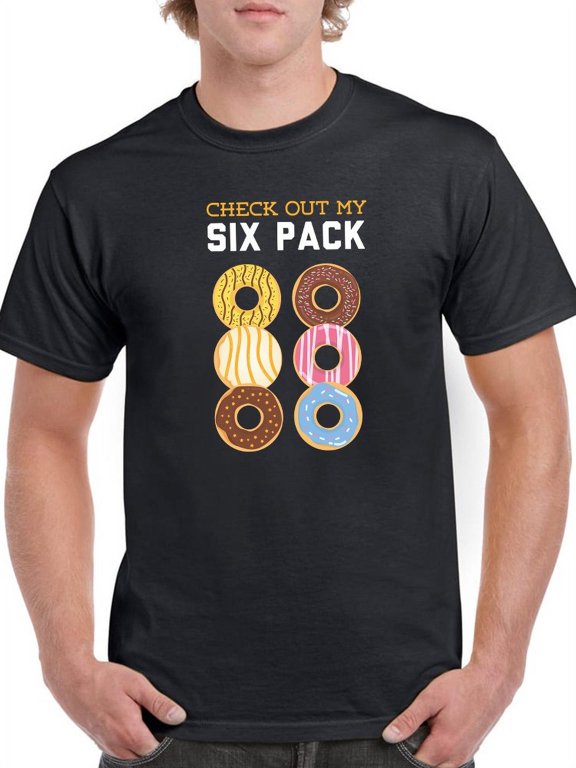 Mens Graphic Tee Black - Check Out My Six Donut Pack 100% Cotton Regular Fit