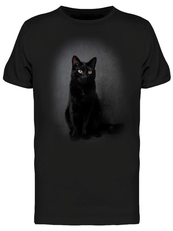 Mens Graphic Tee - Black Colored Cat Dark Portrait - Regular Fit 100% Cotton
