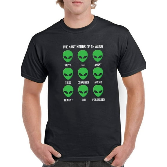 Smartprints Mens Graphic Tee Black - Moods Of An Alien 100% Cotton Regular Fit