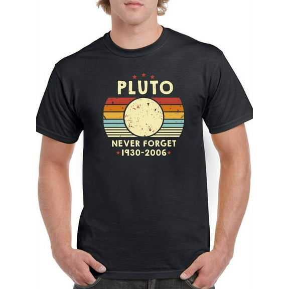 Smartprints Mens Graphic Tee Black - Never Forget Pluto 100% Cotton Regular Fit