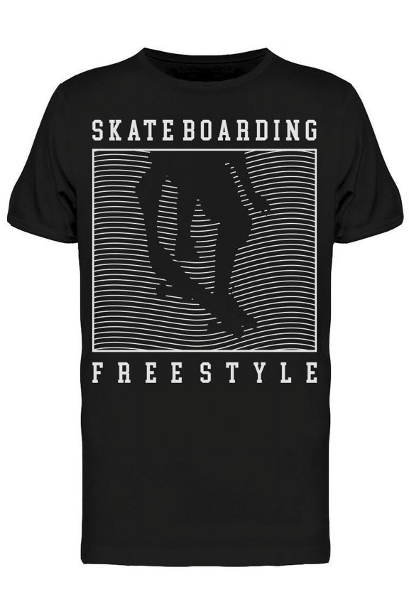 Mens Graphic Tee Black - Skateboarding Freestyle Cool 100% Cotton Regular Fit
