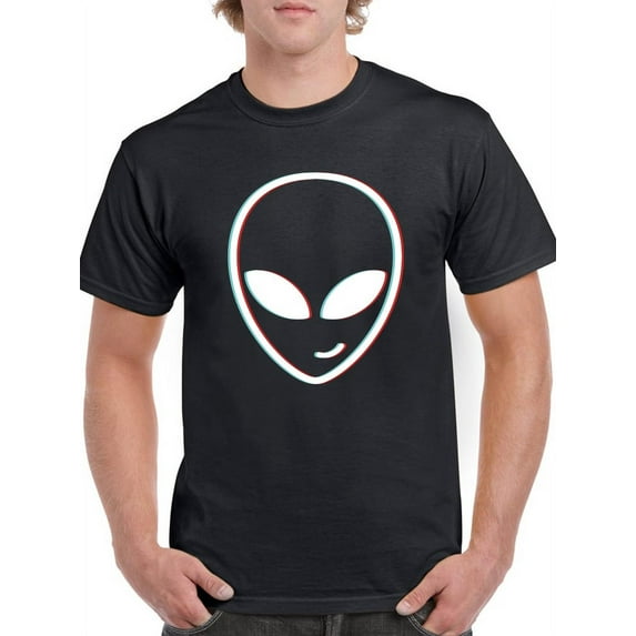 Smartprints Mens Graphic Tee Black - Smiling Alien 100% Cotton Regular Fit