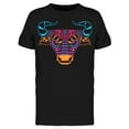 thumbnail image 1 of Smartprints Mens Graphic Tee - Bull In Neon Colors - Regular Fit 100% Cotton, 1 of 2
