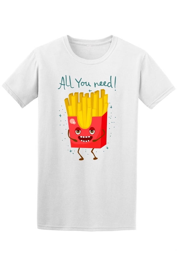 Mens Graphic Tee - Cartoon Funny French Fries - Regular Fit 100% Cotton