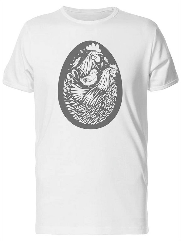 Mens Graphic Tee - Chicken Family Inside Egg - Regular Fit 100% Cotton