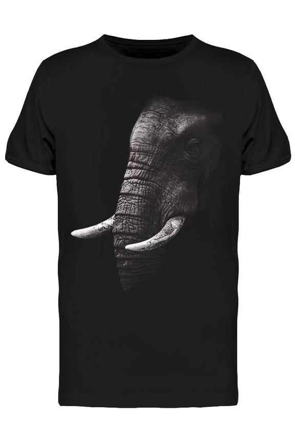 Mens Graphic Tee - Close Up African Elephant - Regular Fit 100% Cotton