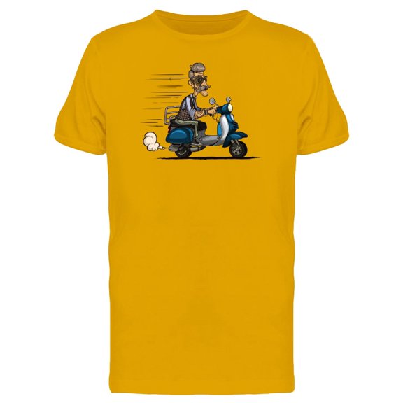 Smartprints Mens Graphic Tee - Cool Classy Man On Scooter - Regular Fit 100% Cotton