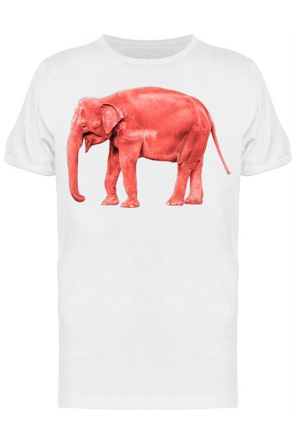 Mens Graphic Tee - Coral Colored Elephant - Regular Fit 100% Cotton