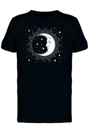 Mens Graphic Tee - Crescent Moon And Stars - Regular Fit 100% Cotton