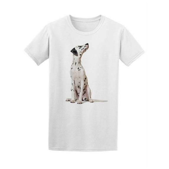 Smartprints Mens Graphic Tee - Dalmatian Dog Sitting Looking Up - Regular Fit 100% Cotton