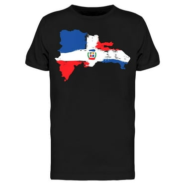Smartprints Mens Graphic Tee - Dominican Republic Flag Map - Regular Fit 100% Cotton