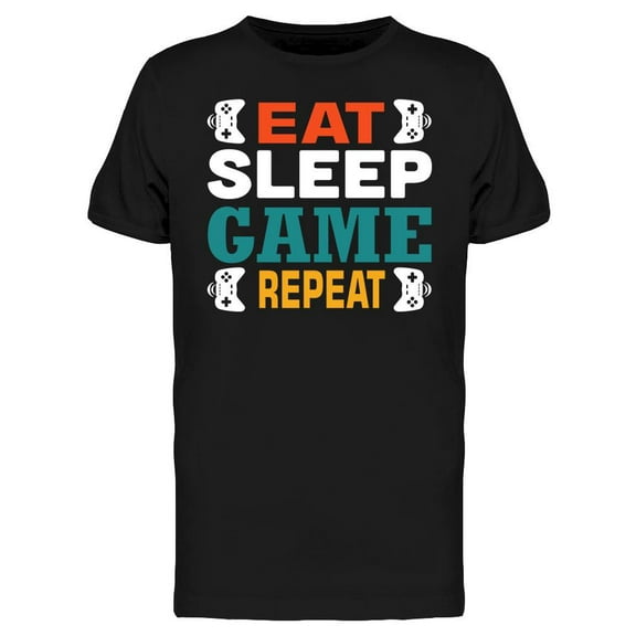 Smartprints Mens Graphic Tee - Eat Sleep Game Repeat. - Regular Fit 100% Cotton