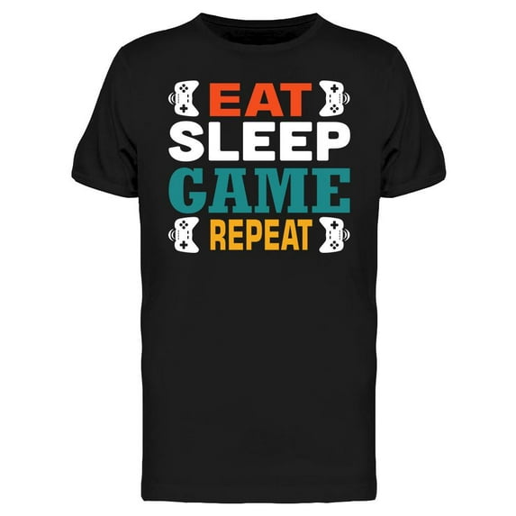 Smartprints Mens Graphic Tee - Eat Sleep Game Repeat. - Regular Fit 100% Cotton