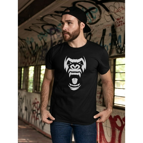 Smartprints Mens Graphic Tee - Evil Ferocious Gorilla Shouts - Regular Fit 100% Cotton
