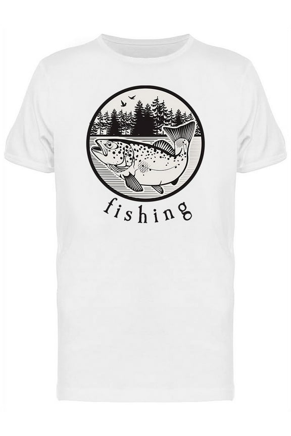 Mens Graphic Tee - Fishing Theme Logo - Regular Fit 100% Cotton