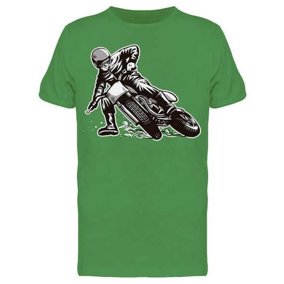 Smartprints Mens Graphic Tee - Flat Track Motocross Rider - Regular Fit 100% Cotton