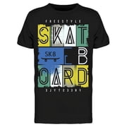 Smartprints Mens Graphic Tee - Freestyle Skateboard Colorful - Regular Fit 100% Cotton