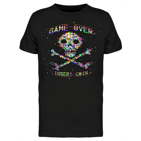 Smartprints Mens Graphic Tee - Game Over Insert Coin Glitch - Regular Fit 100% Cotton
