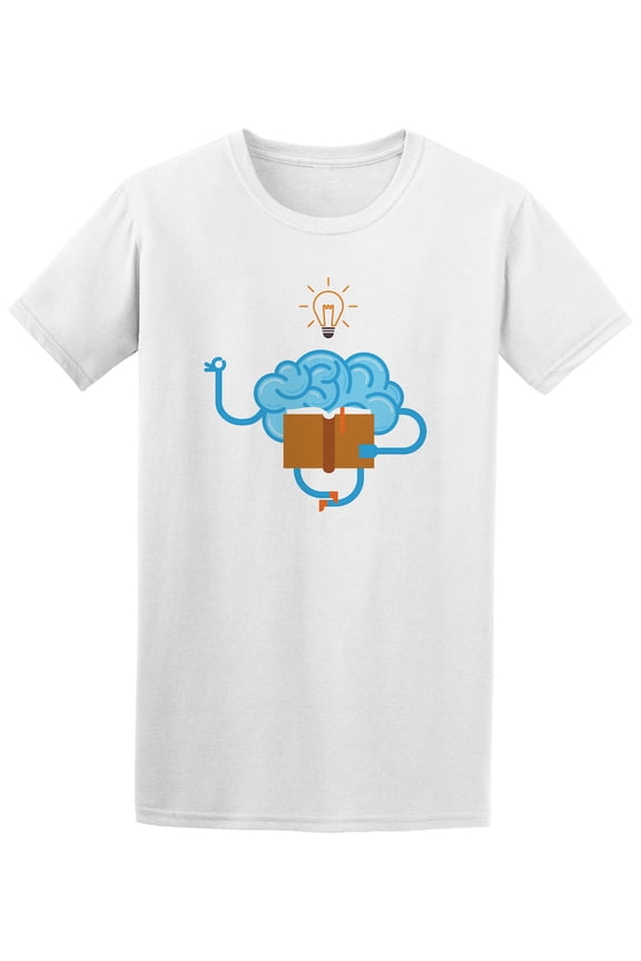 Mens Graphic Tee - Geek Brain With Book - Regular Fit 100% Cotton