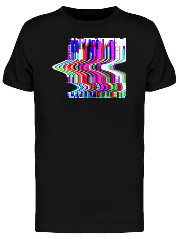 Smartprints Mens Graphic Tee - Graphic Glitched Wavy Stripes - Regular Fit 100% Cotton