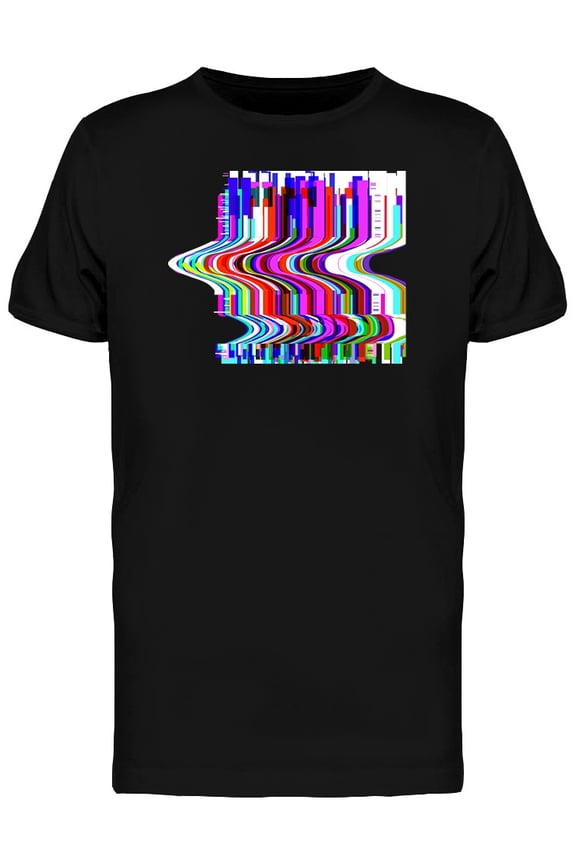 Smartprints Mens Graphic Tee - Graphic Glitched Wavy Stripes - Regular Fit 100% Cotton