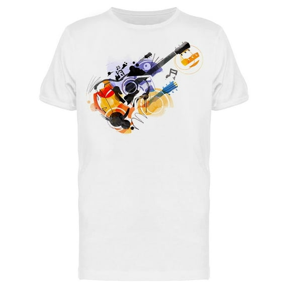 Smartprints Mens Graphic Tee - Graphic Guitar Sketch - Regular Fit 100% Cotton