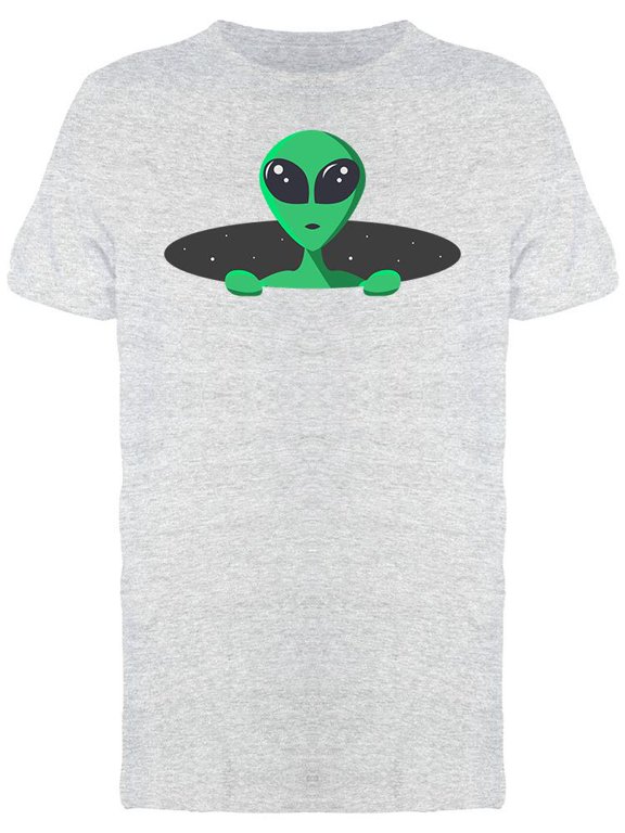 Mens Graphic Tee - Green Alien Hole In Space - Regular Fit 100% Cotton