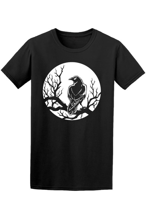Mens Graphic Tee - Grunge Gothic Black Crow - Regular Fit 100% Cotton