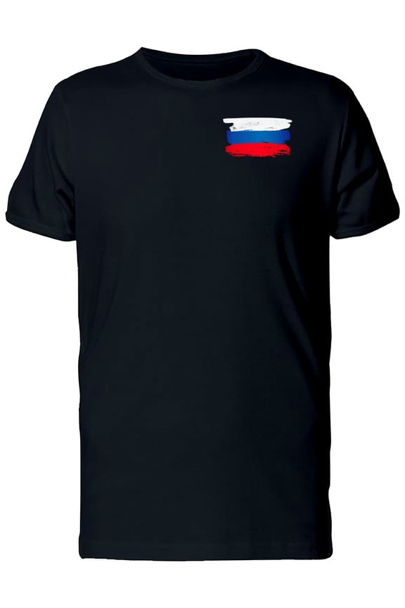 Mens Graphic Tee - Grunge Pocket Flag Of Russia - Regular Fit 100% Cotton
