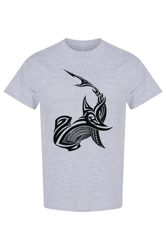 Mens Graphic Tee - Hammerhead Shark Tribal Design - Regular Fit 100% Cotton