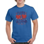 SMARTPRINTS Mens Graphic Tee - Happy Valentine's Day Hearts - Regular Fit 100% Cotton