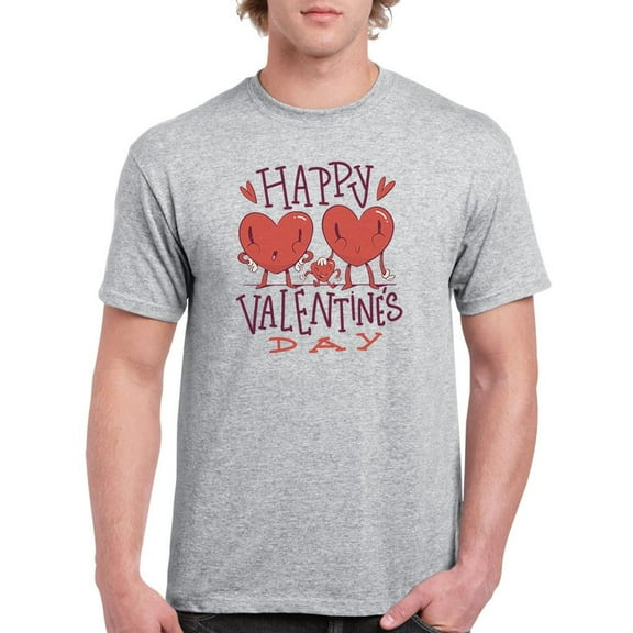 Smartprints Mens Graphic Tee - Happy Valentine's Day Hearts - Regular Fit 100% Cotton