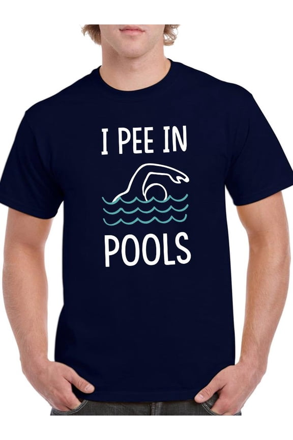 Mens Graphic Tee - I Pee In Pools - Regular Fit 100% Cotton
