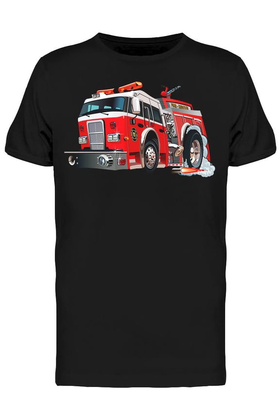 Mens Graphic Tee - Image Of Firetruck - Regular Fit 100% Cotton