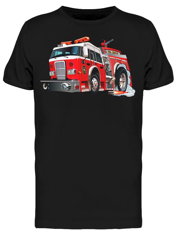 Mens Graphic Tee - Image Of Firetruck - Regular Fit 100% Cotton