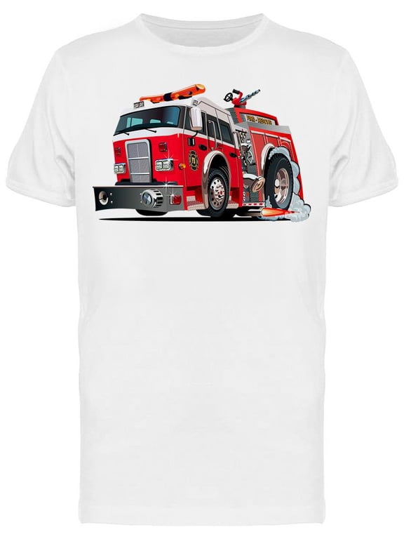 Mens Graphic Tee - Image Of Firetruck - Regular Fit 100% Cotton