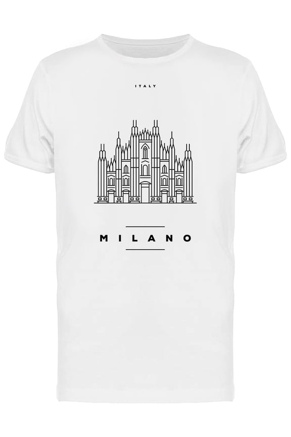 Mens Graphic Tee - Italy, Milano City Landmark - Regular Fit 100% Cotton