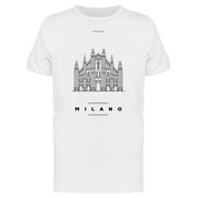 Smartprints Mens Graphic Tee - Italy, Milano City Landmark - Regular Fit 100% Cotton