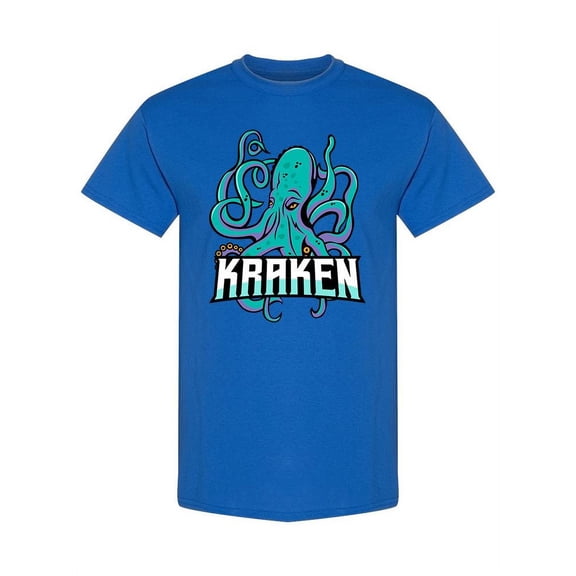 Smartprints Mens Graphic Tee - Kraken Mascot Logo - Regular Fit 100% Cotton