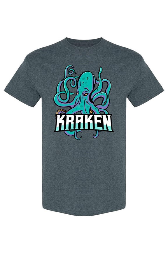 Mens Graphic Tee - Kraken Mascot Logo - Regular Fit 100% Cotton