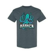 Smartprints Mens Graphic Tee - Kraken Mascot Logo - Regular Fit 100% Cotton