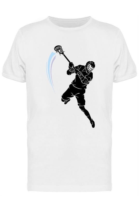 Mens Graphic Tee - Lacrosse Leaping Player Design - Regular Fit 100% Cotton