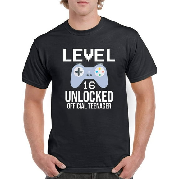 Smartprints Mens Graphic Tee - Level 16 Officially A Teenager - Regular Fit 100% Cotton