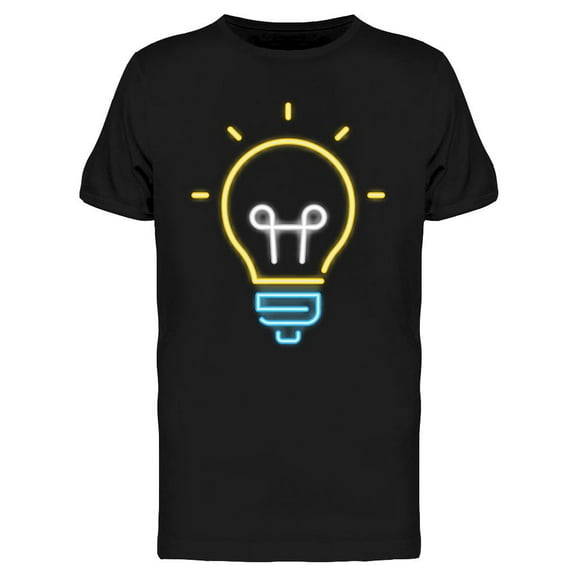Smartprints Mens Graphic Tee - Light Bulb Neon Sign - Regular Fit 100% Cotton