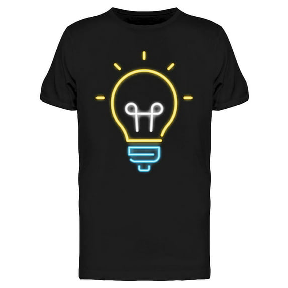 Smartprints Mens Graphic Tee - Light Bulb Neon Sign - Regular Fit 100% Cotton