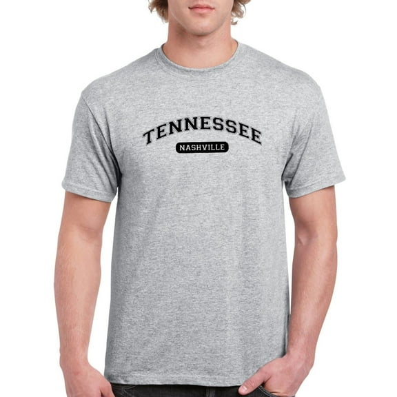 Smartprints Mens Graphic Tee - Nashville Tennessee Text - Regular Fit 100% Cotton