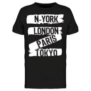 Smartprints Mens Graphic Tee - New York London Paris - Regular Fit 100% Cotton