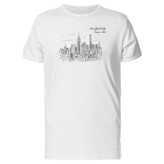 Smartprints Mens Graphic Tee - Nyc Empire State City Sketch - Regular Fit 100% Cotton