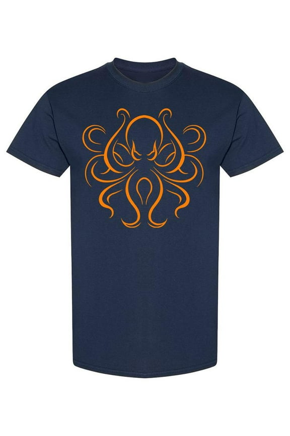 Mens Graphic Tee - Octopus Tribal Tattoo Design - Regular Fit 100% Cotton