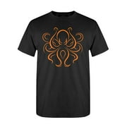 Smartprints Mens Graphic Tee - Octopus Tribal Tattoo Design - Regular Fit 100% Cotton
